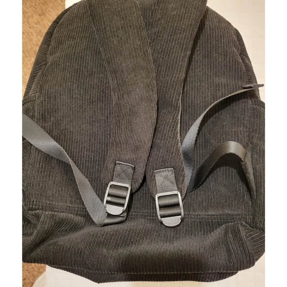 PINK Victoria's Secret Black Corduroy Backpack Laptop Sleeve School Bag Academic